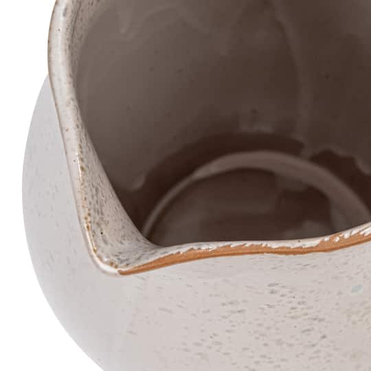 Hello Honey® 50oz. White & Black Reactive Glaze Flower Design Debossed Stoneware Pitcher